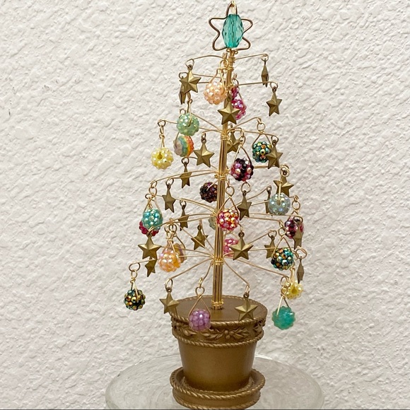 Vintage Handmade 8” Christmas Tree with Beaded Charms - Picture 1 of 8